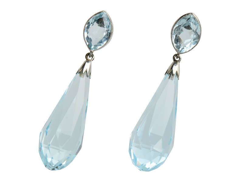 Aquamarine Briolette Dangle Earrings