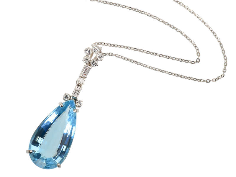 Tranquility - Vintage Aquamarine Diamond Pendant