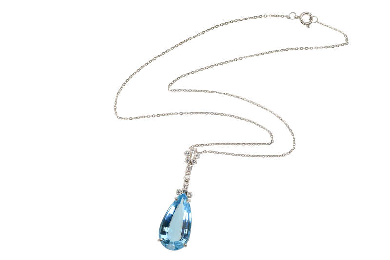 Tranquility - Vintage Aquamarine Diamond Pendant