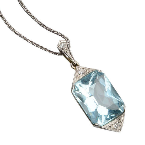 Faceted Beauty- Aquamarine Pendant & Chain