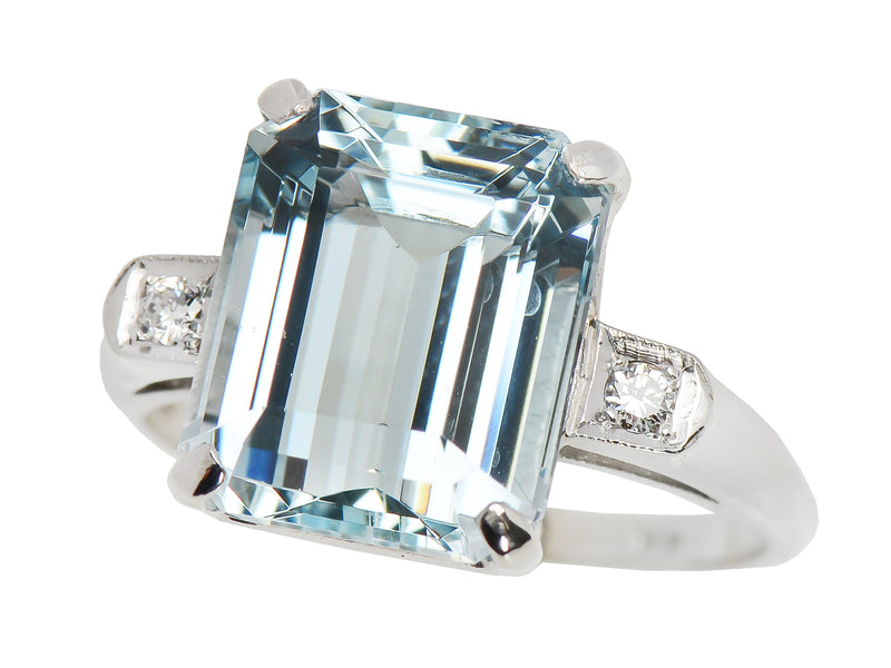 Cool Breeze - Estate Aquamarine Diamond Ring