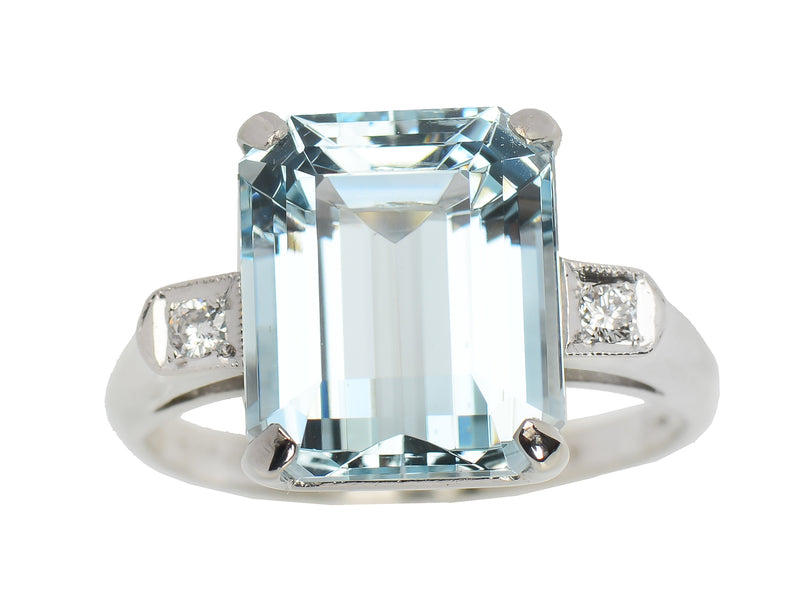 Cool Breeze - Estate Aquamarine Diamond Ring