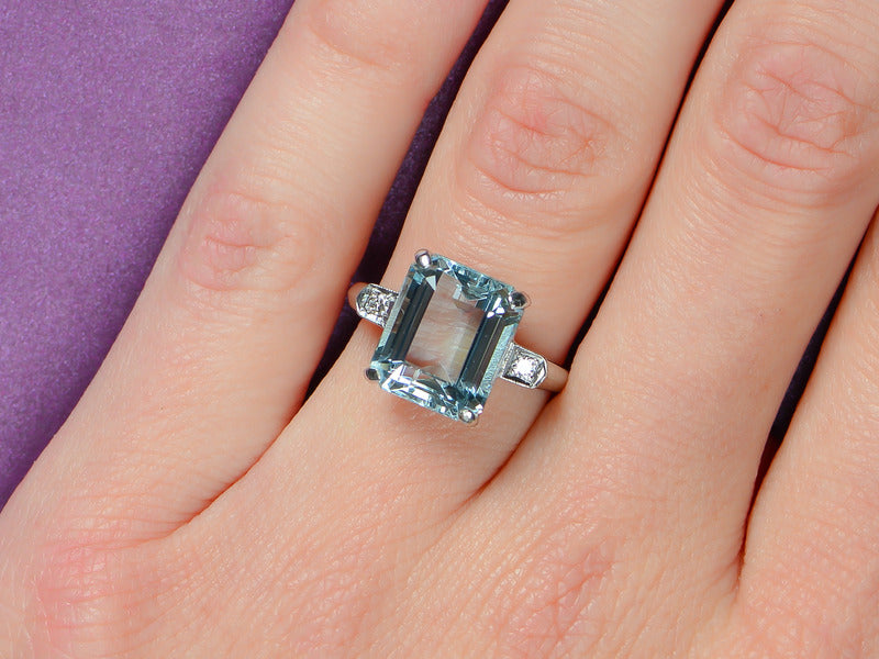 Cool Breeze - Estate Aquamarine Diamond Ring