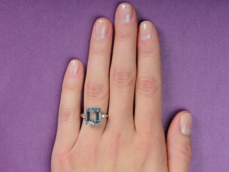 Cool Breeze - Estate Aquamarine Diamond Ring