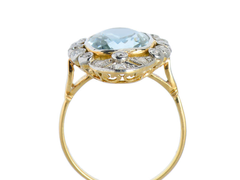 Edwardian Antique Aquamarine Diamond Ring