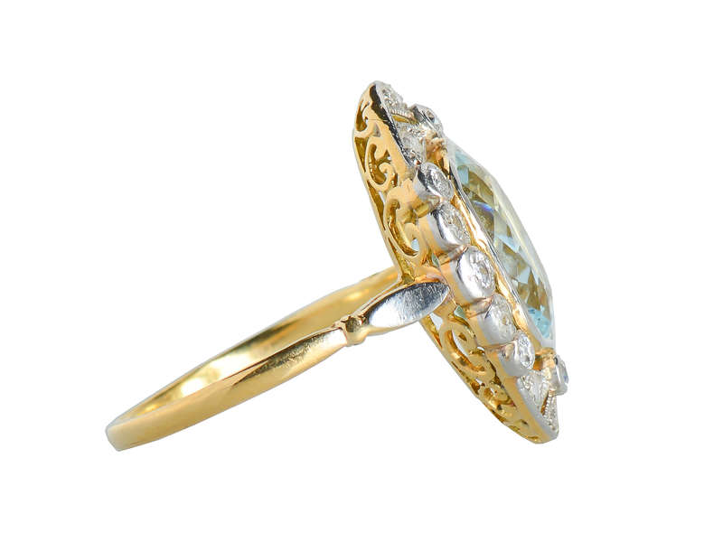 Edwardian Antique Aquamarine Diamond Ring