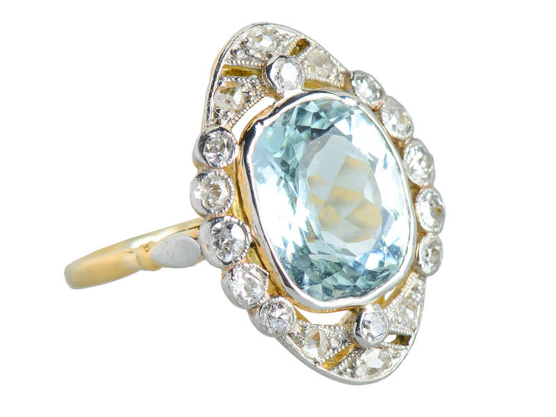 
                      
                        Edwardian Antique Aquamarine Diamond Ring
                      
                    