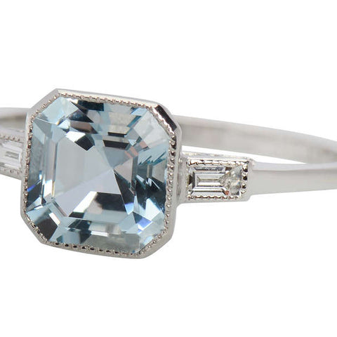 Sleek Aquamarine Diamond Alternate Engagement Ring
