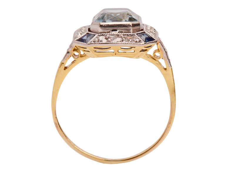 Aquamarine Diamond Sapphire Ring