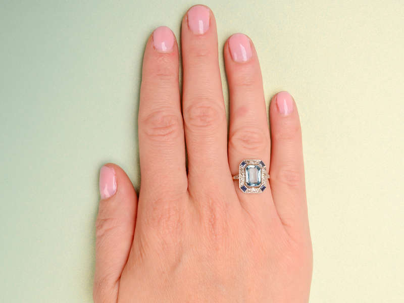 Aquamarine Diamond Sapphire Ring