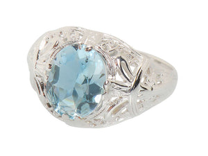 Serene Aquamarine Filigree Ring