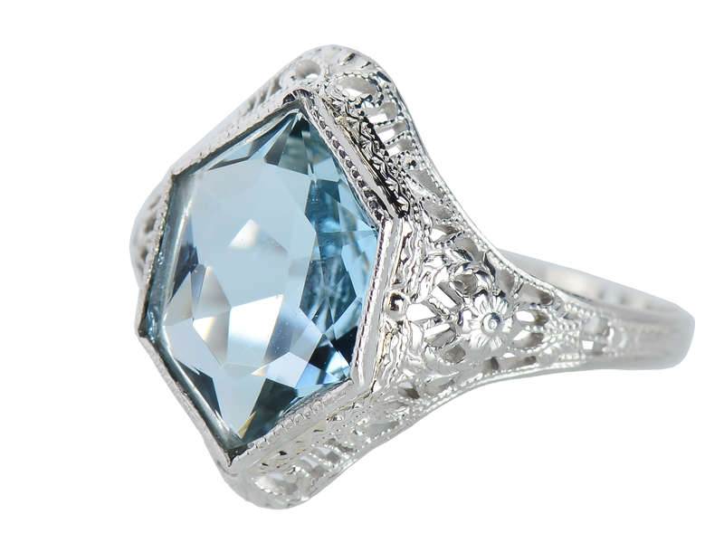 Serene Aquamarine Vintage Filigree Ring