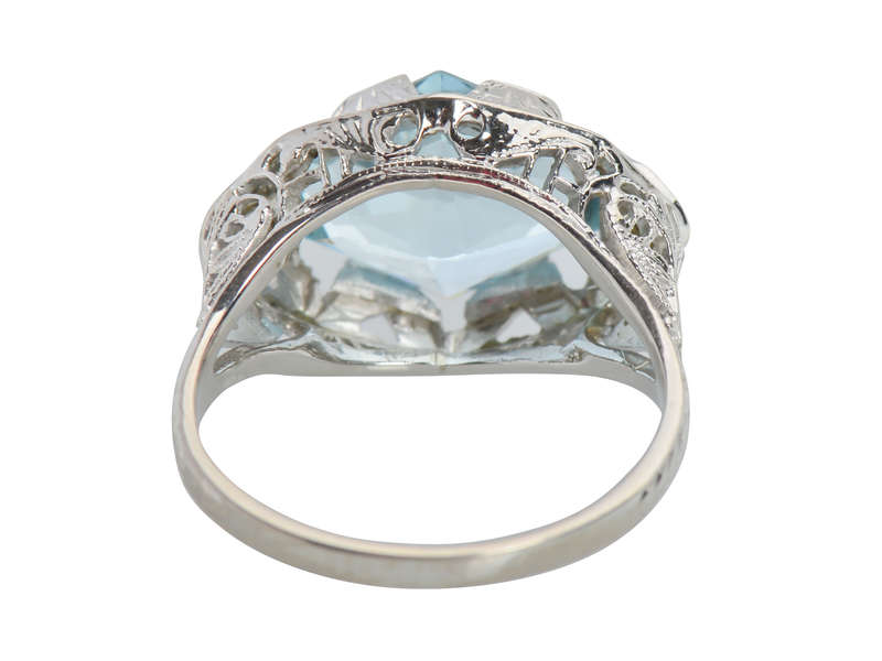 Vintage East West Set Fancy Aquamarine Ring