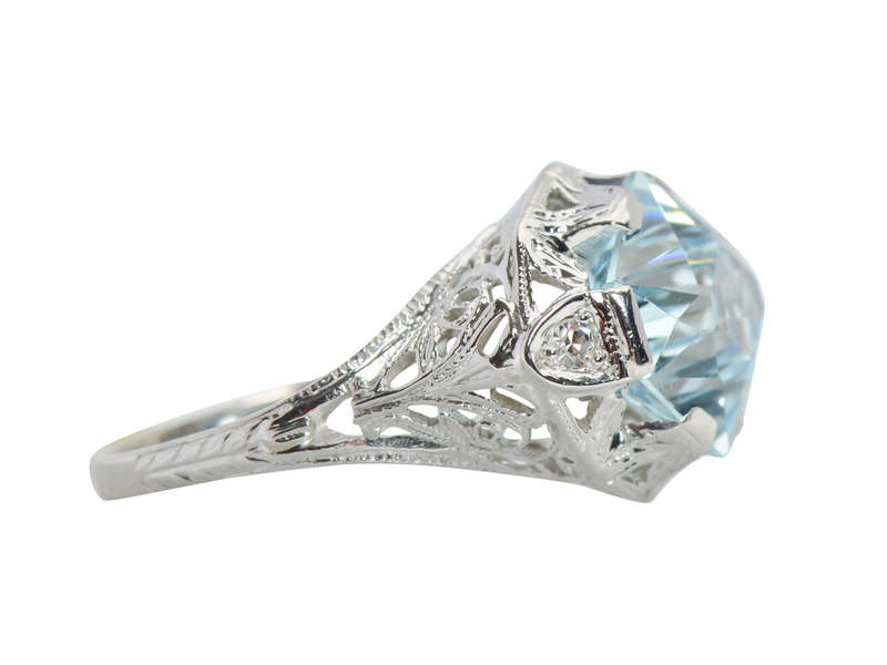 
                      
                        Vintage East West Set Fancy Aquamarine Ring
                      
                    