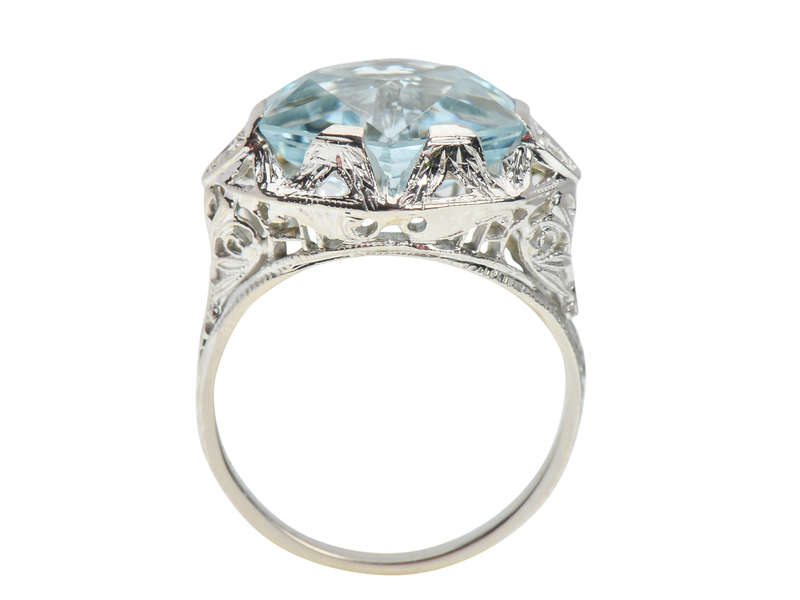 Vintage East West Set Fancy Aquamarine Ring