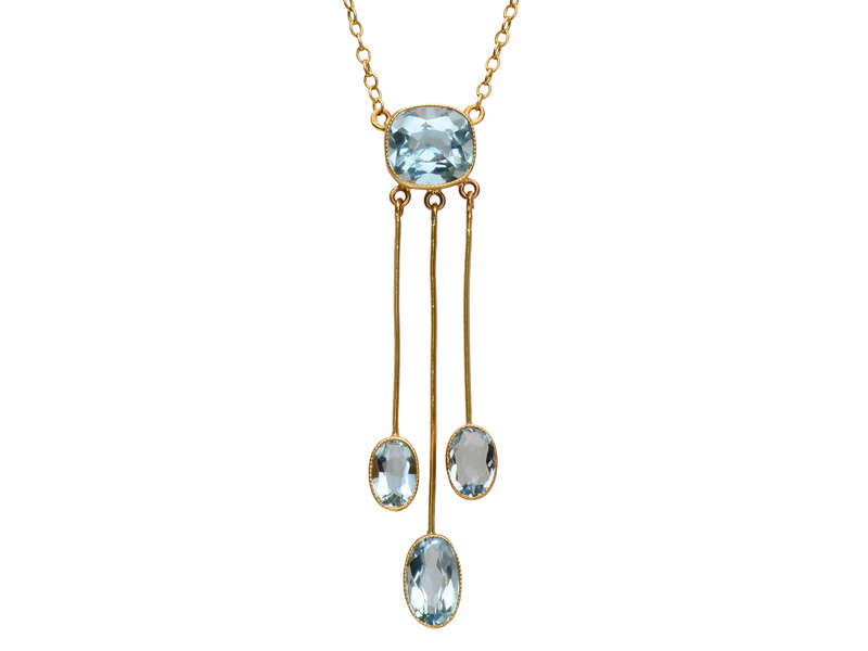 Antique French Aquamarine Negligee Pendant