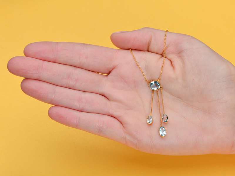 Antique French Aquamarine Negligee Pendant