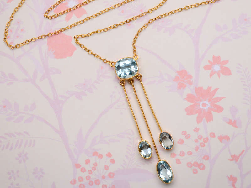 Antique French Aquamarine Negligee Pendant