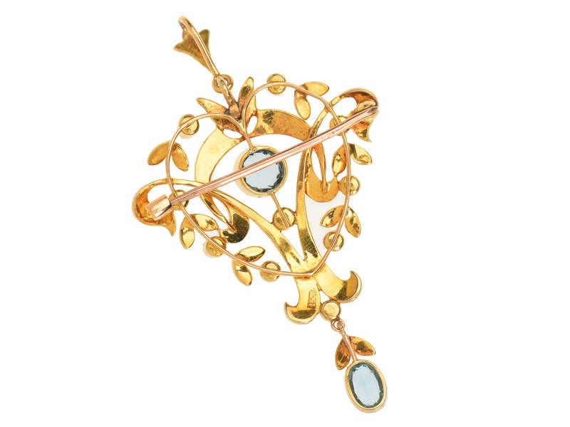 Edwardian Aquamarine Pearl Pendant