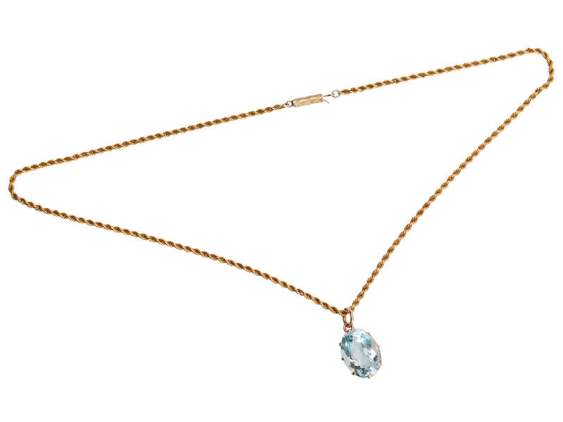 Antique Aquamarine Pendant & Chain