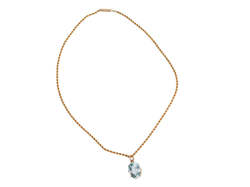 Antique Aquamarine Pendant & Chain