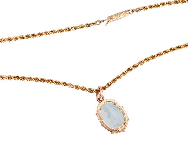 Antique Aquamarine Pendant & Chain