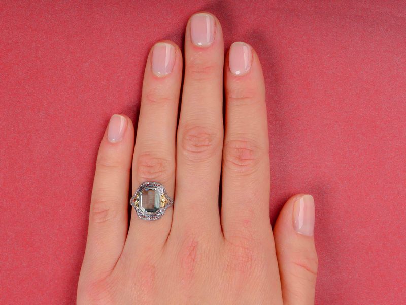 Art Deco Aquamarine Filigree Ring