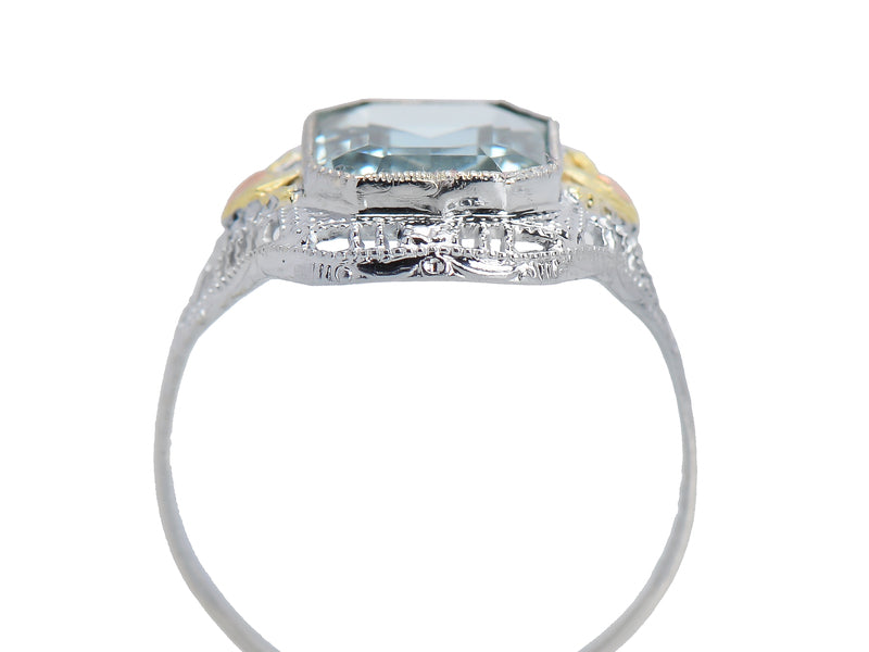 Art Deco Aquamarine Filigree Ring