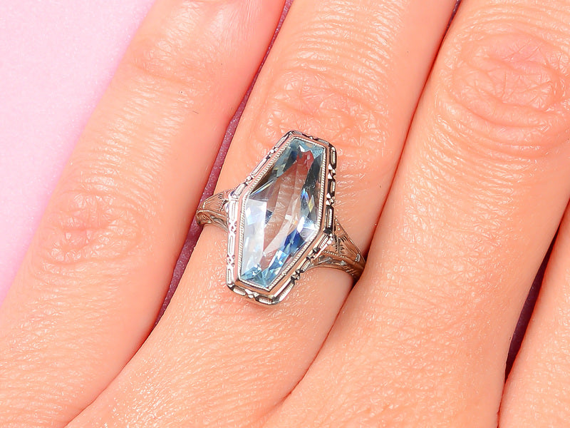
                      
                        Art Deco Fancy Filigree Aquamarine Ring
                      
                    
