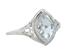 Art Deco Aquamarine Filigree Ring 1930s