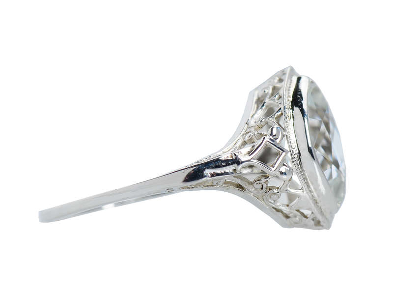 Art Deco Aquamarine Filigree Ring 1930s