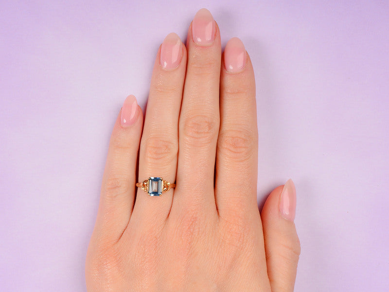 Vintage Vision - Aquamarine Flower Motif Ring