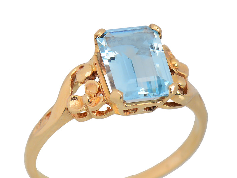 Vintage Vision - Aquamarine Flower Motif Ring
