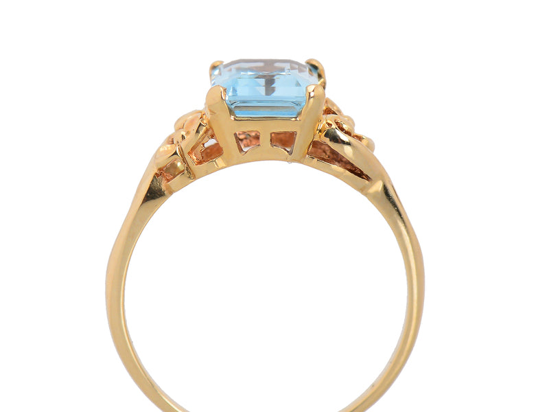 Vintage Vision - Aquamarine Flower Motif Ring