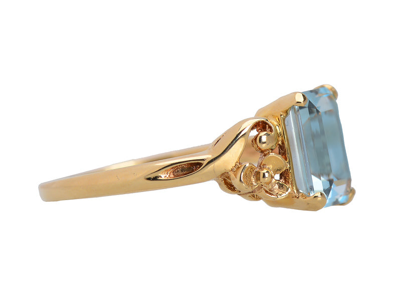 Vintage Vision - Aquamarine Flower Motif Ring