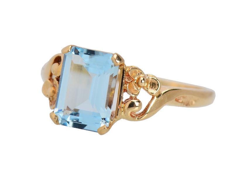 
                      
                        Vintage Vision - Aquamarine Flower Motif Ring
                      
                    