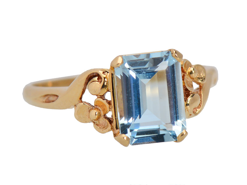 Vintage Vision - Aquamarine Flower Motif Ring