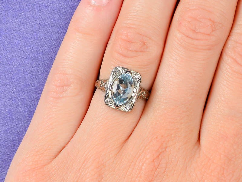 Belais Bros. Vintage Moval Aquamarine Ring