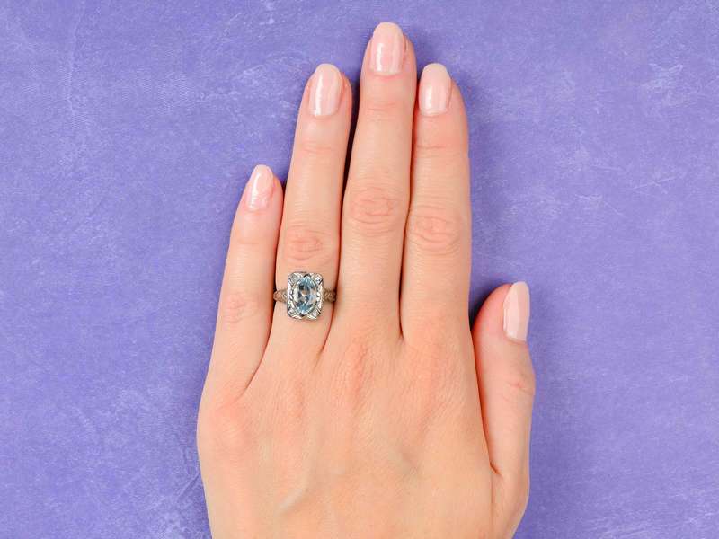 Belais Bros. Vintage Moval Aquamarine Ring