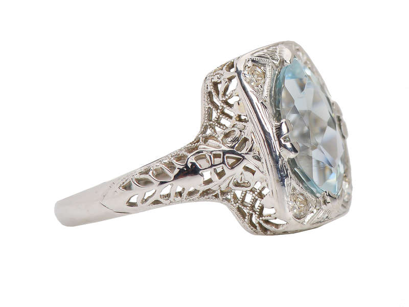 Belais Bros. Vintage Moval Aquamarine Ring
