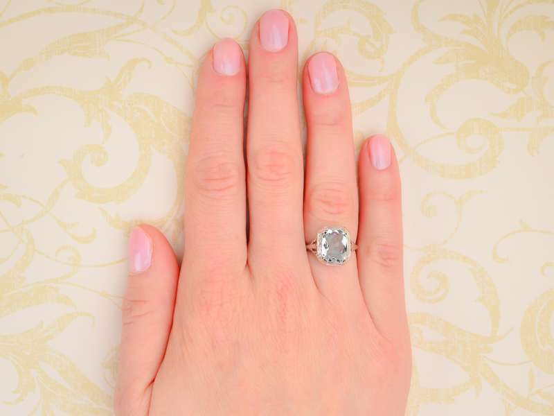 Sea Mist - Art Deco Filigree Aquamarine Ring
