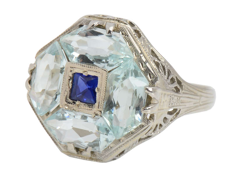Fancy Free - Aquamarine Sapphire Art Deco Ring