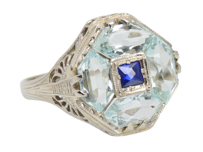 Fancy Free - Aquamarine Sapphire Art Deco Ring