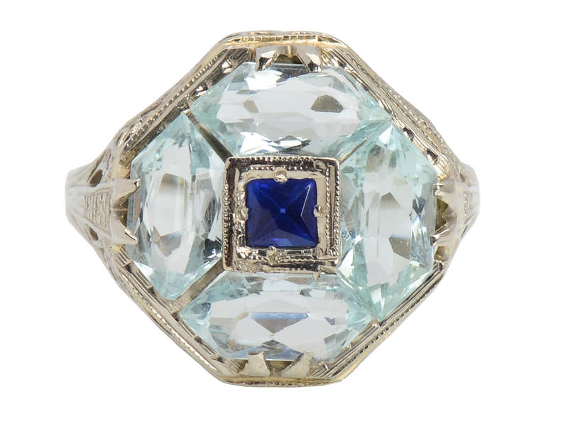 Fancy Free - Aquamarine Sapphire Art Deco Ring
