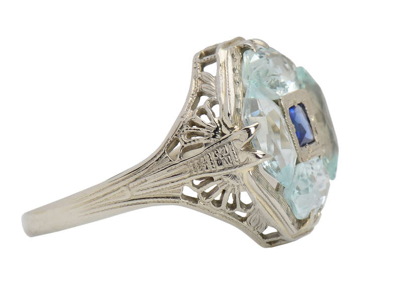Fancy Free - Aquamarine Sapphire Art Deco Ring