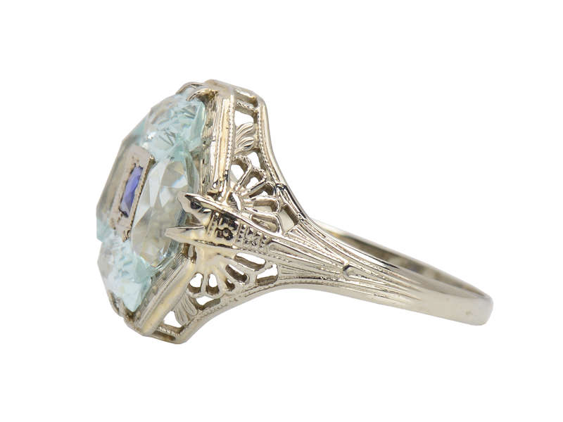 Fancy Free - Aquamarine Sapphire Art Deco Ring