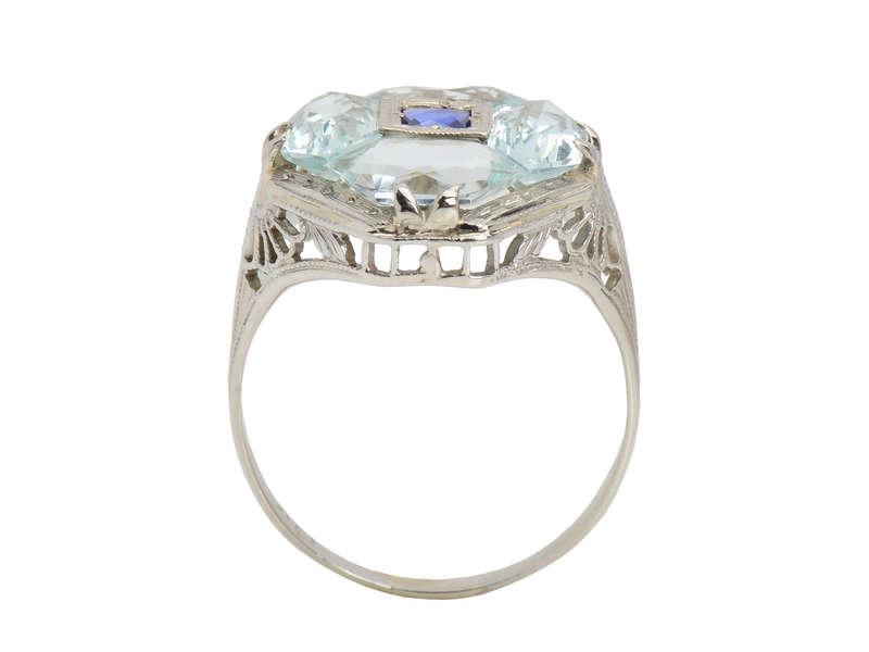 Fancy Free - Aquamarine Sapphire Art Deco Ring