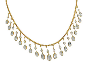 Ethereal Antique Fine Aquamarine Fringe Necklace
