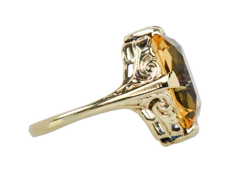 Soothing Sunlight - Art Deco Filigree Ring