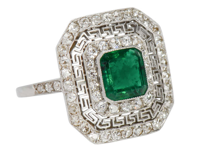 Art Deco Sublime - Emerald Diamond Ring